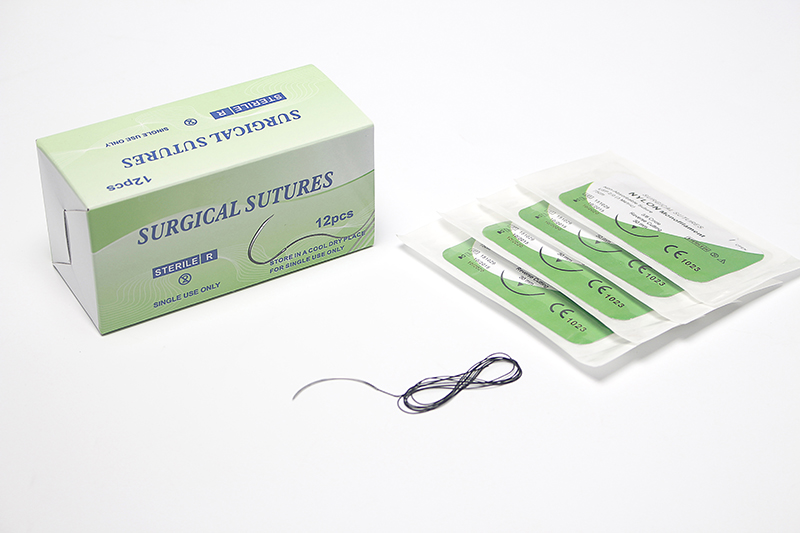 CE ISO approved nonabsorbable Medical disposable nylon surgical suture thread with needles for hospital use