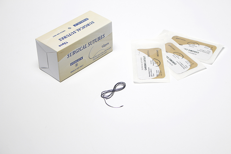 CE ISO approved Absorbable Medical disposable Chromic catgut surgical suture thread with needles for hospital use